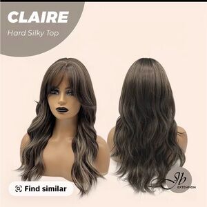 Claire Dark Blonde Wavy Long Wig with Soft Bangs